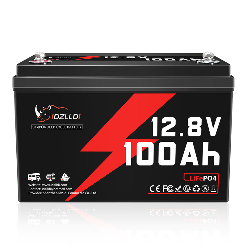 Lithium Battery 100Ah - IDZLLDI 12,8V 100Ah LiFePO4-Batterie mit integriertem